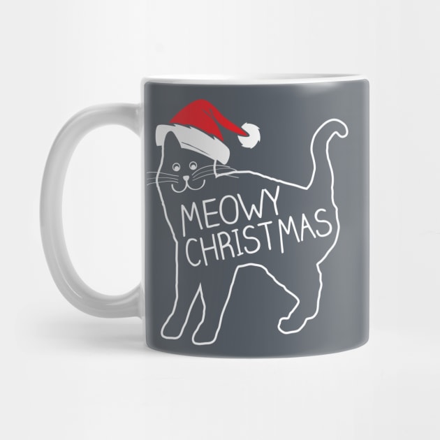 Meowy Christmas Santa Hat Shirt by BentonParkPrints